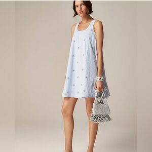 Light Blue Embroidered Tank Dress